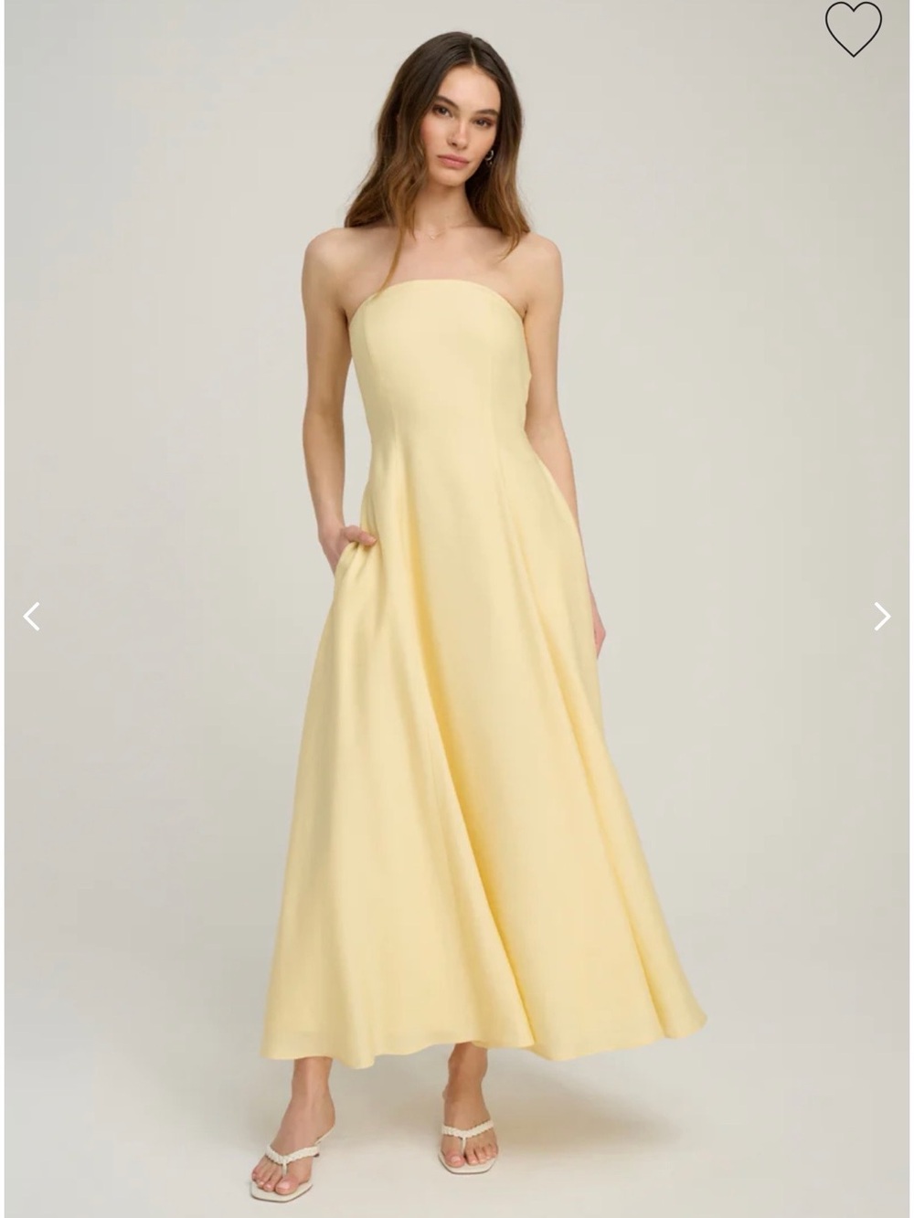 Favorite Daughter Strapless Pale Yellow A-Line Dress